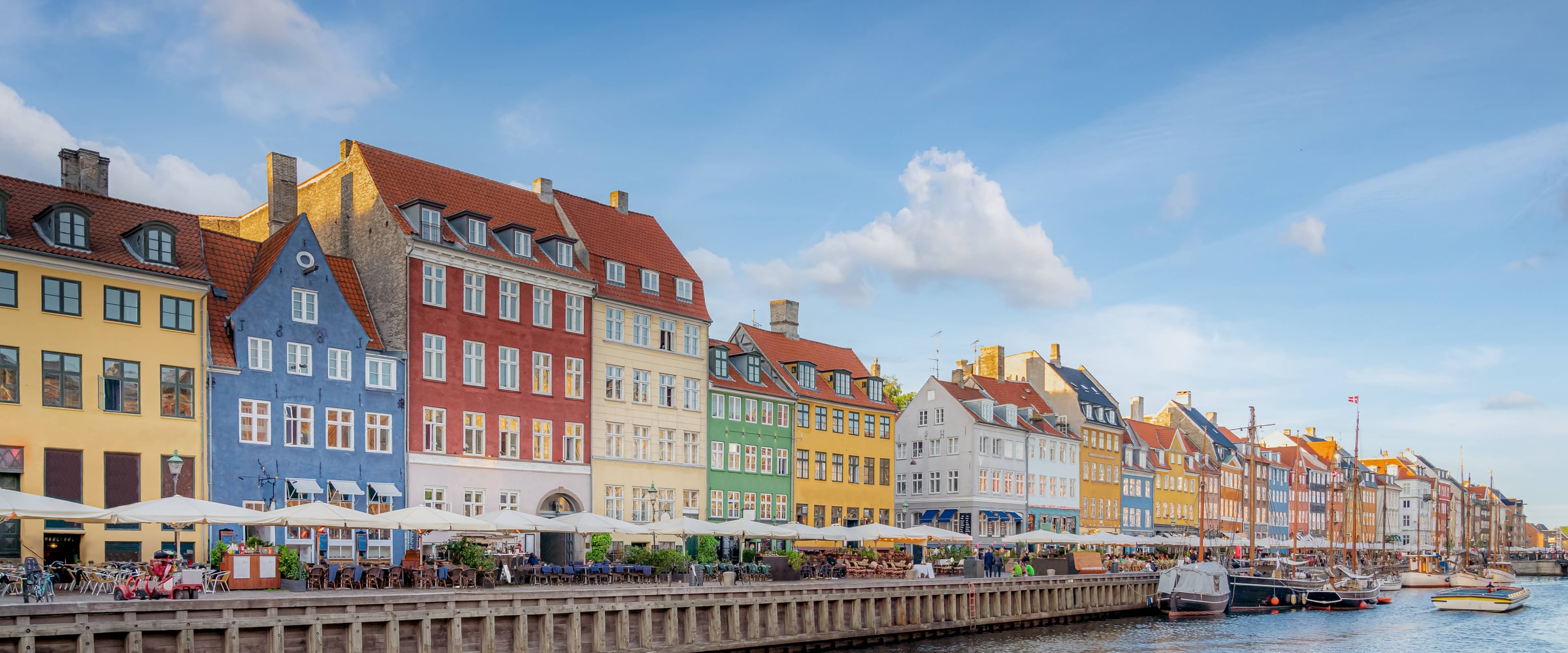 Colorful Nyhavn waterfront in Copenhagen in daylight